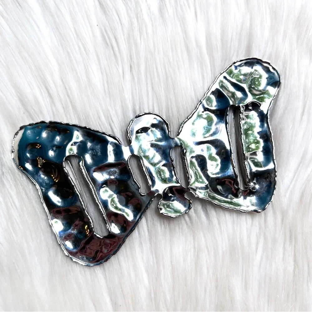 VINTAGE Butterfly Silver Handmade Belt Sash Slide Buckle